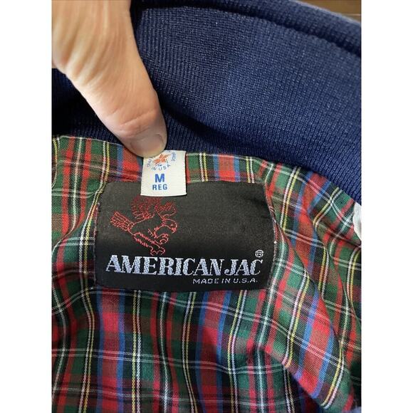 America Jac Navy Zip Up Medium Jacket Vintage Made In the USA - Picture 4 of 4